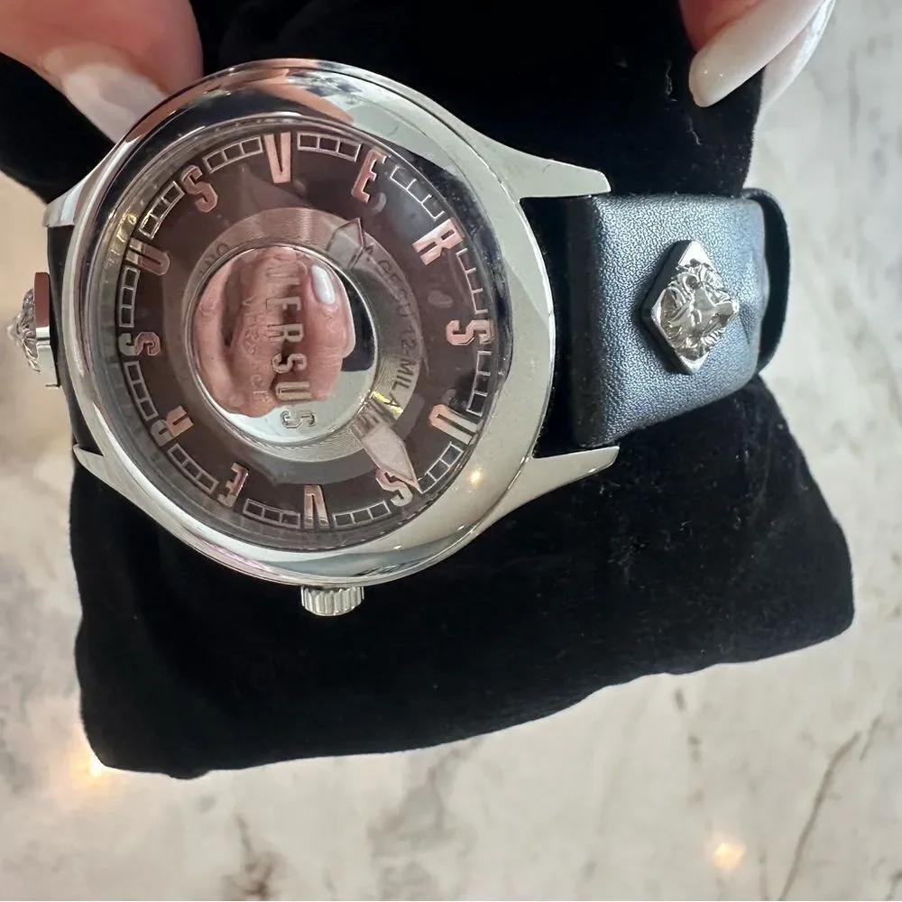 Versus Versace Metallic Timepiece with Lion Emblem Box